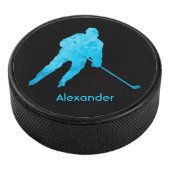 Ice Hockey puck player silhouette turquoette (3/4)