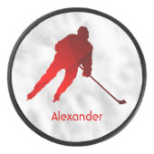 Ice Hockey puck speler silhouette red (Voorkant)
