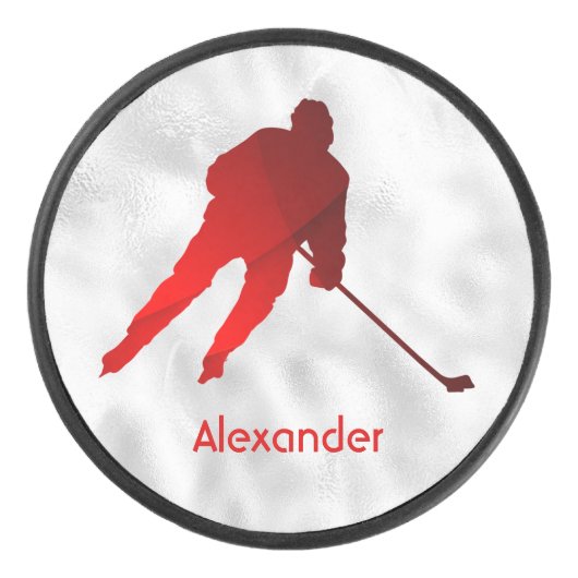Ice Hockey puck speler silhouette red (Voorkant)