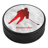 Ice Hockey puck speler silhouette red (3/4)
