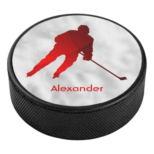 Ice Hockey puck speler silhouette red (3/4)