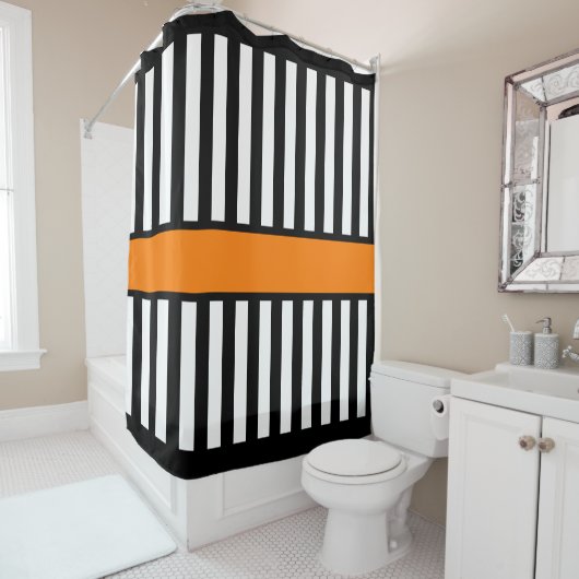 Ice Hockey Reference Zebra Stripe Douchegordijn (In situ)