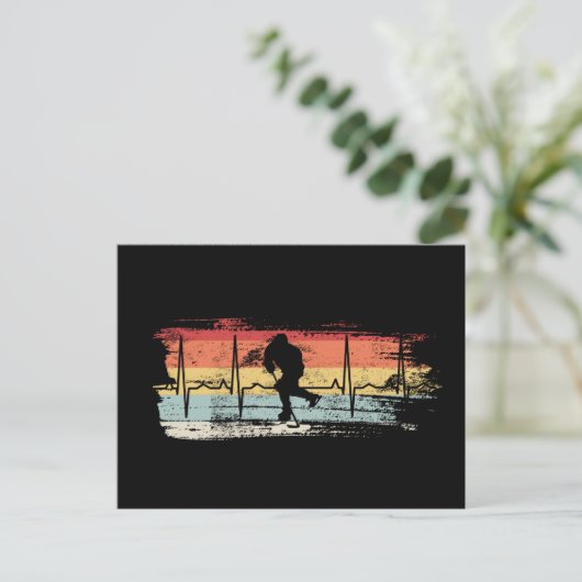 Ice Hockey Retro Briefkaart (Staand voorkant)