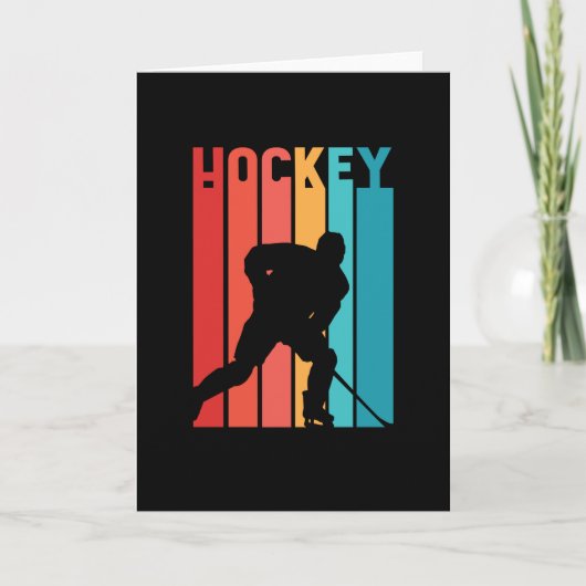 Ice Hockey Retro  Silhouette Kaart (Voorkant)