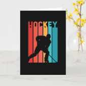 Ice Hockey Retro  Silhouette Kaart (Gele Bloem)