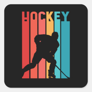 Ice Hockey Retro  Silhouette Vierkante Sticker