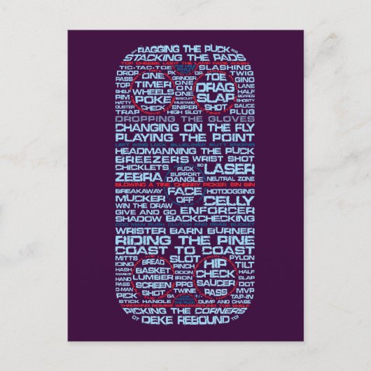Ice Hockey Rink Typografie Briefkaart (Voorkant)