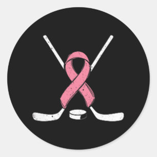 Ice Hockey Roze Lint Borst Cancer Awareness SpO Ronde Sticker