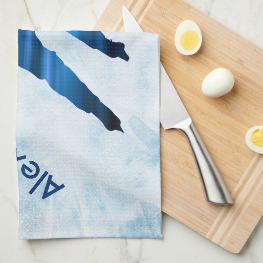 Ice Hockey schaats-handdoekspeler blauw Theedoek (Quarter Fold)