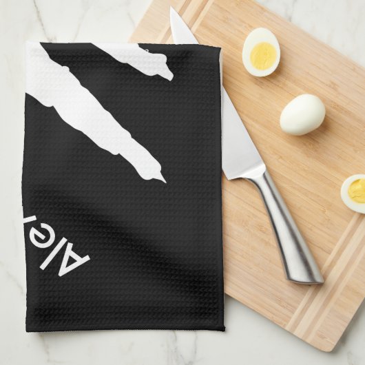 Ice Hockey schaats handdoekspeler zwart wit Theedoek (Quarter Fold)