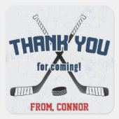 Ice Hockey Schaats Rink Birthday Hartelijk dank Vierkante Sticker (Voorkant)