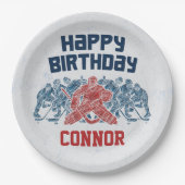 Ice Hockey Schaats Rink Happy Birthday Paper Borde Papieren Bordje (Voorkant)