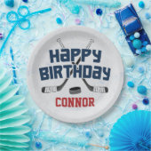 Ice Hockey Schaats Rink Happy Birthday Papieren Bordje (Feest)