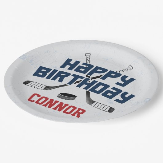 Ice Hockey Schaats Rink Happy Birthday Papieren Bordje (Gekanteld)