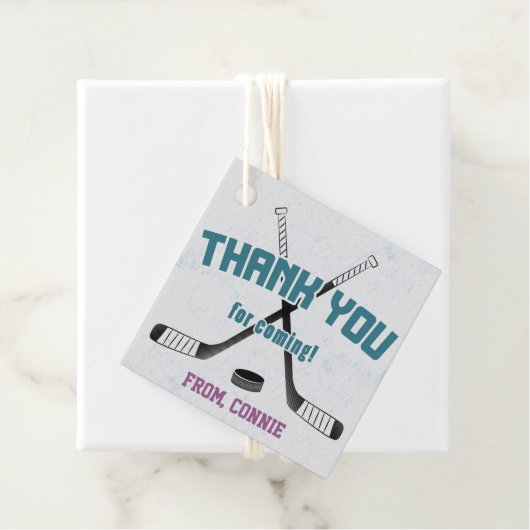 Ice Hockey Schaats Rink Paars Birthday Dank je Bedankjes Labels (In situ)