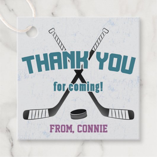 Ice Hockey Schaats Rink Paars Birthday Dank je Bedankjes Labels (Voorkant)