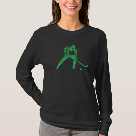 Ice Hockey Schaats Skating St Patrick S Day Shamro T-shirt (Voorkant)