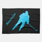 Ice Hockey schaats towel player turquoise Theedoek (Horizontaal)