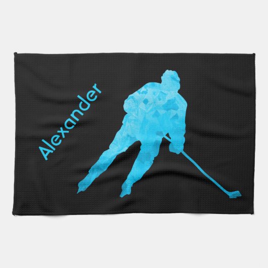 Ice Hockey schaats towel player turquoise Theedoek (Horizontaal)