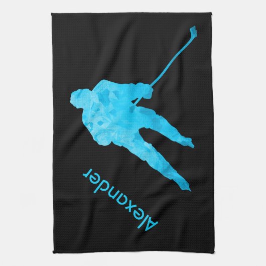 Ice Hockey schaats towel player turquoise Theedoek (Verticaal)