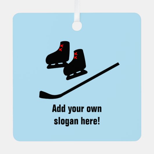 Ice Hockey Schaatsen en Stick - u kunt een Metalen Ornament (Voorkant)