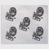 Ice Hockey-Schaatsen helpen u met naam en nummer Cadeaupapier (Vlak)