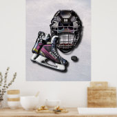 Ice Hockey-Schaatsen helpen u met naam en nummer Poster (Keuken)