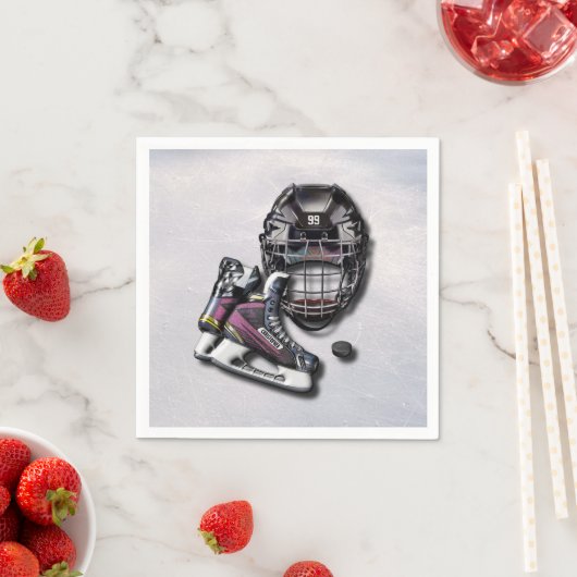 Ice Hockey-Schaatsen helpen u met naam en nummer Servetten (Insitu)