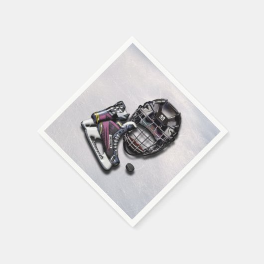 Ice Hockey-Schaatsen helpen u met naam en nummer Servetten (Hoek)