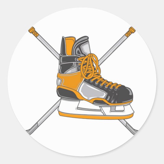 Ice Hockey-Schaatsen Ronde Sticker (Voorkant)