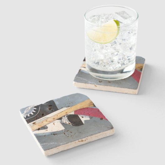 Ice Hockey Schaatsen Sportfotografie Stenen Onderzetter (Zijkant)