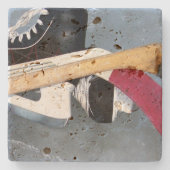 Ice Hockey Schaatsen Sportfotografie Stenen Onderzetter (Voorkant)