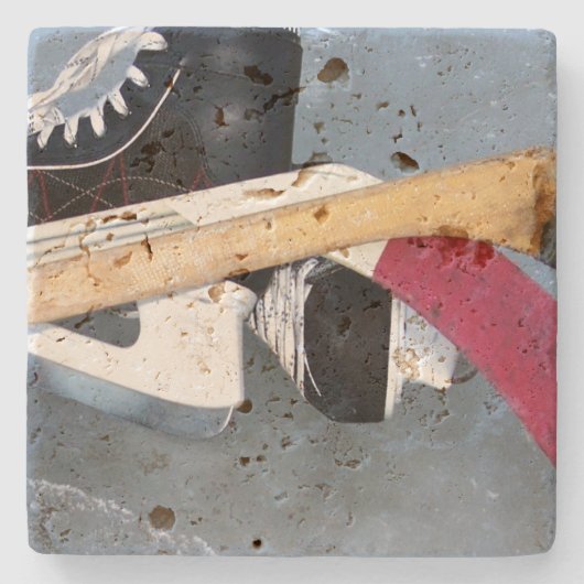 Ice Hockey Schaatsen Sportfotografie Stenen Onderzetter (Voorkant)