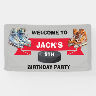 Ice Hockey Schaatsen Verjaardagsfeest Spandoek