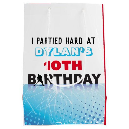 ICE HOCKEY SCHAATSEN Verjaardagsfeestje Loot Snoep Medium Cadeauzakje (Achterkant)