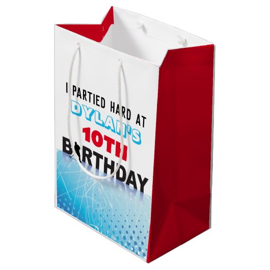 ICE HOCKEY SCHAATSEN Verjaardagsfeestje Loot Snoep Medium Cadeauzakje (Achterkant Gekanteld)