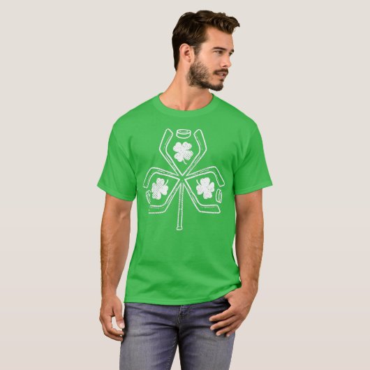Ice Hockey Shamrock Clover St Patricks Day Coach T-shirt (Voorkant volledig)