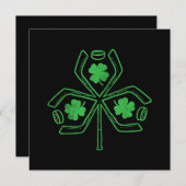 Ice Hockey Shamrock Clover St Patricks Day Player Kaart (Voorkant / Achterkant)
