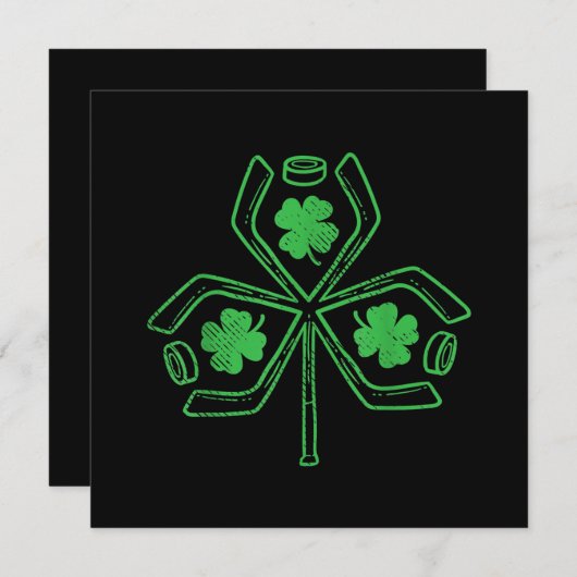 Ice Hockey Shamrock Clover St Patricks Day Player Kaart (Voorkant / Achterkant)