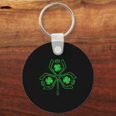 Ice Hockey Shamrock Clover St Patricks Day Player Sleutelhanger (Voorkant)
