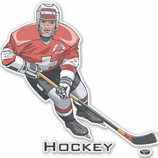 Ice Hockey Skater Design Contour Sticker (Voorkant)