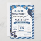 Ice Hockey Skating Boy Birthday Party Invitation Kaart (Voorkant)