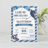 Ice Hockey Skating Boy Birthday Party Invitation Kaart (Staand voorkant)