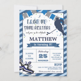 Ice Hockey Skating Boy Birthday Party Invitation Kaart