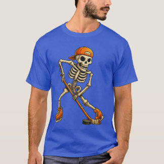 Ice Hockey Skeleton Halloween Costume Men Boys fun T-shirt