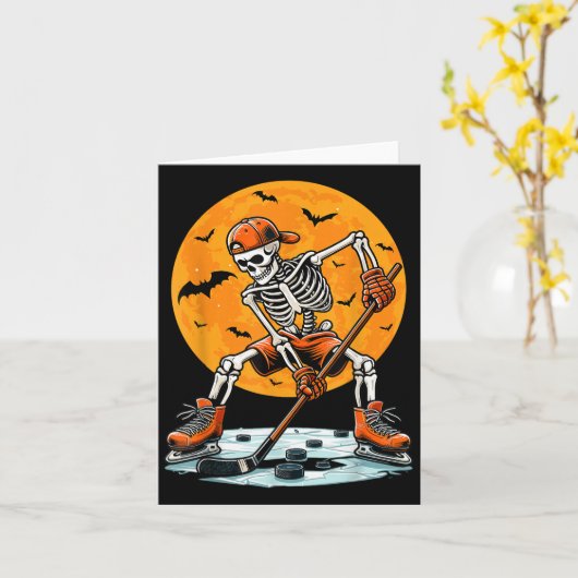 Ice Hockey Skeleton Soky Boys Halloween Hockey Pla Kaart (Gele Bloem)