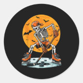 Ice Hockey Skeleton Soky Boys Halloween Hockey Pla Ronde Sticker (Voorkant)
