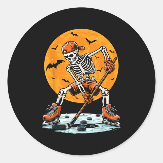 Ice Hockey Skeleton Soky Boys Halloween Hockey Pla Ronde Sticker (Voorkant)
