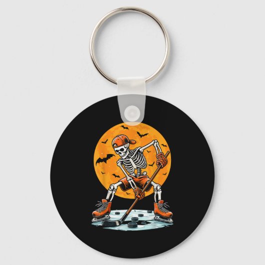 Ice Hockey Skeleton Soky Boys Halloween Hockey Pla Sleutelhanger (Voorkant)