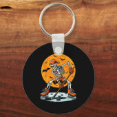 Ice Hockey Skeleton Soky Boys Halloween Hockey Pla Sleutelhanger (Voorkant)